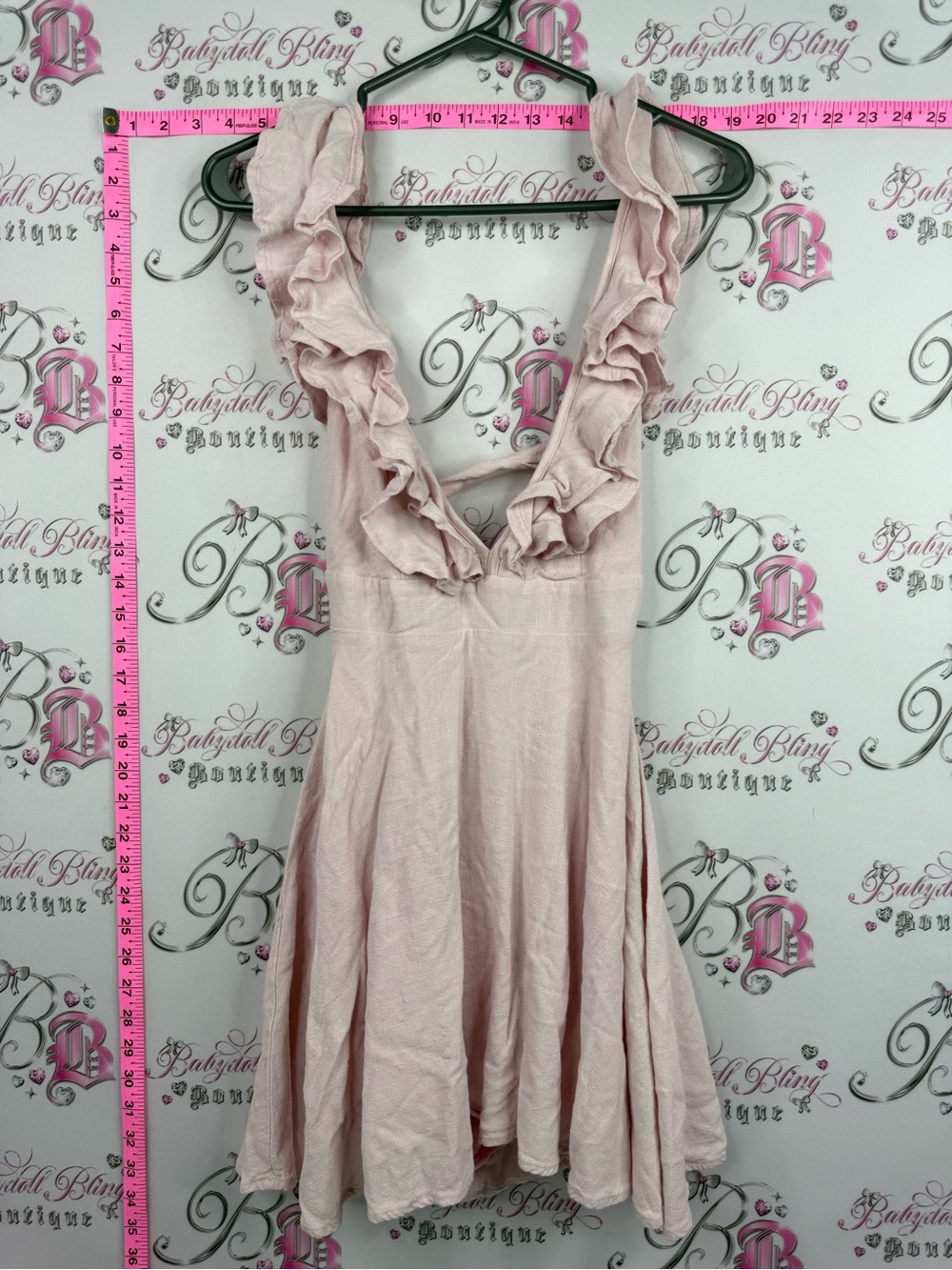 White Fox Boutique dress ruffle Blush Pink Ruffle V-Neck Mini Dress